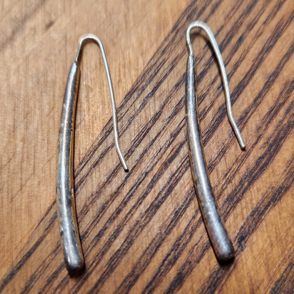 Silver Tear Drop Pull Through Earrings - image 3